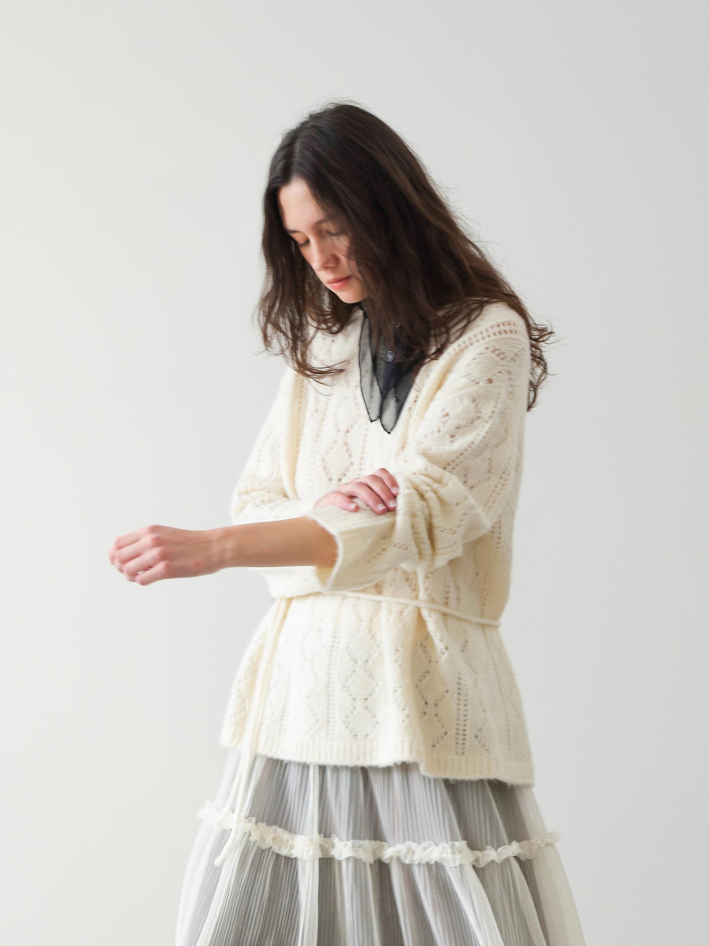 Crochet Lattice Tie Sweater