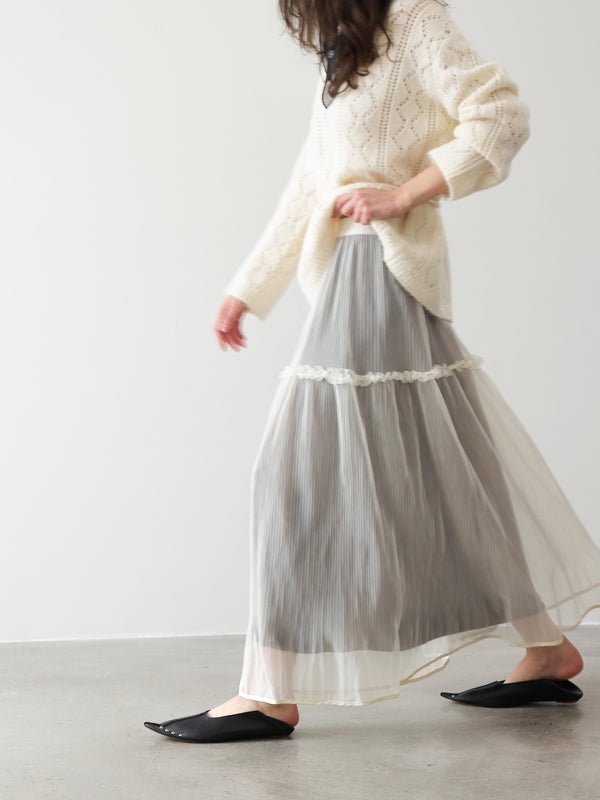 Veil Lace-Trim Tulle Skirt