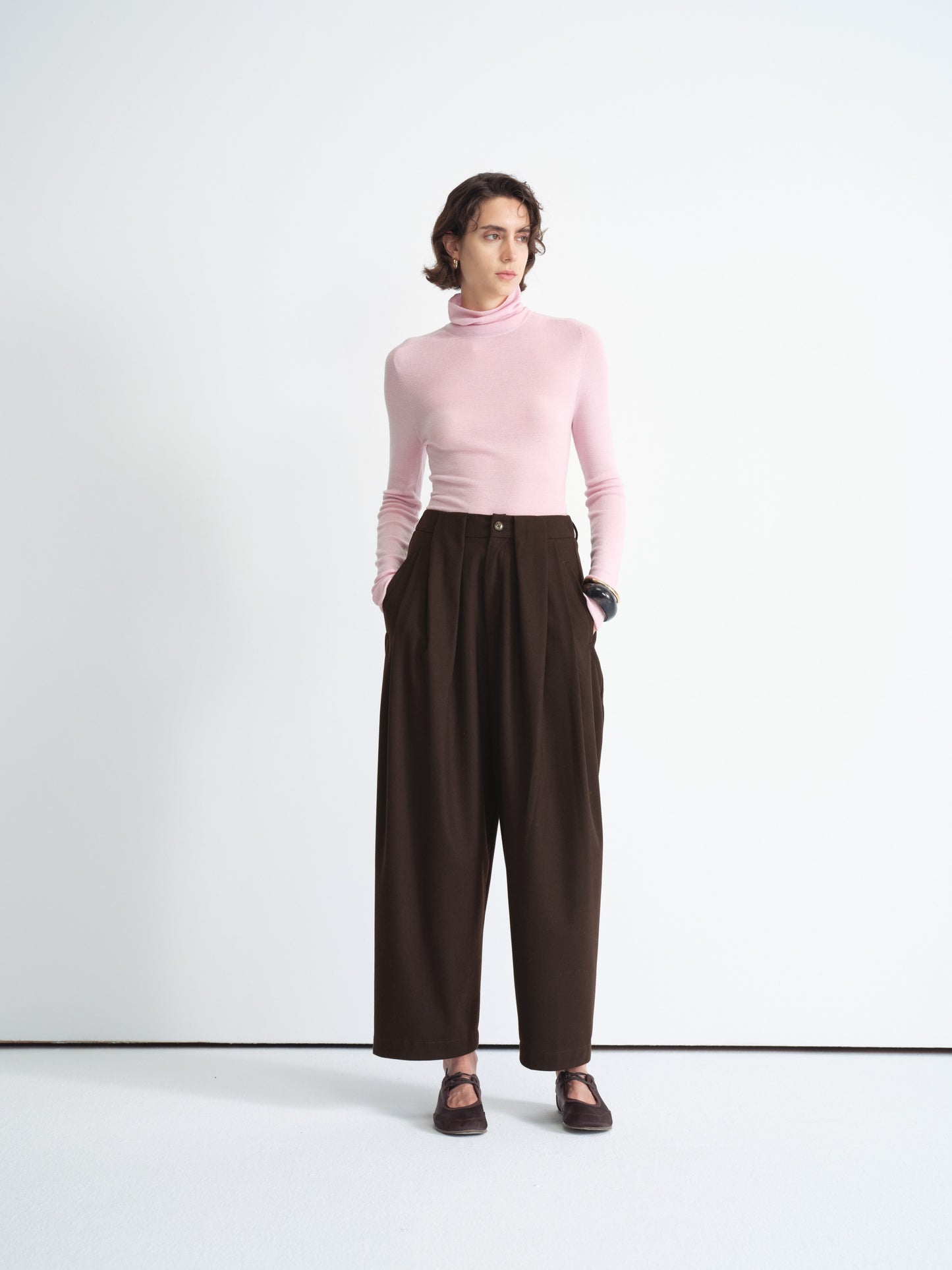 Pantalon large plissé