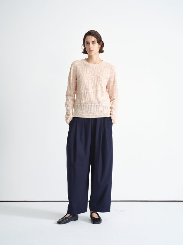 Textured Knit Crewneck Sweater