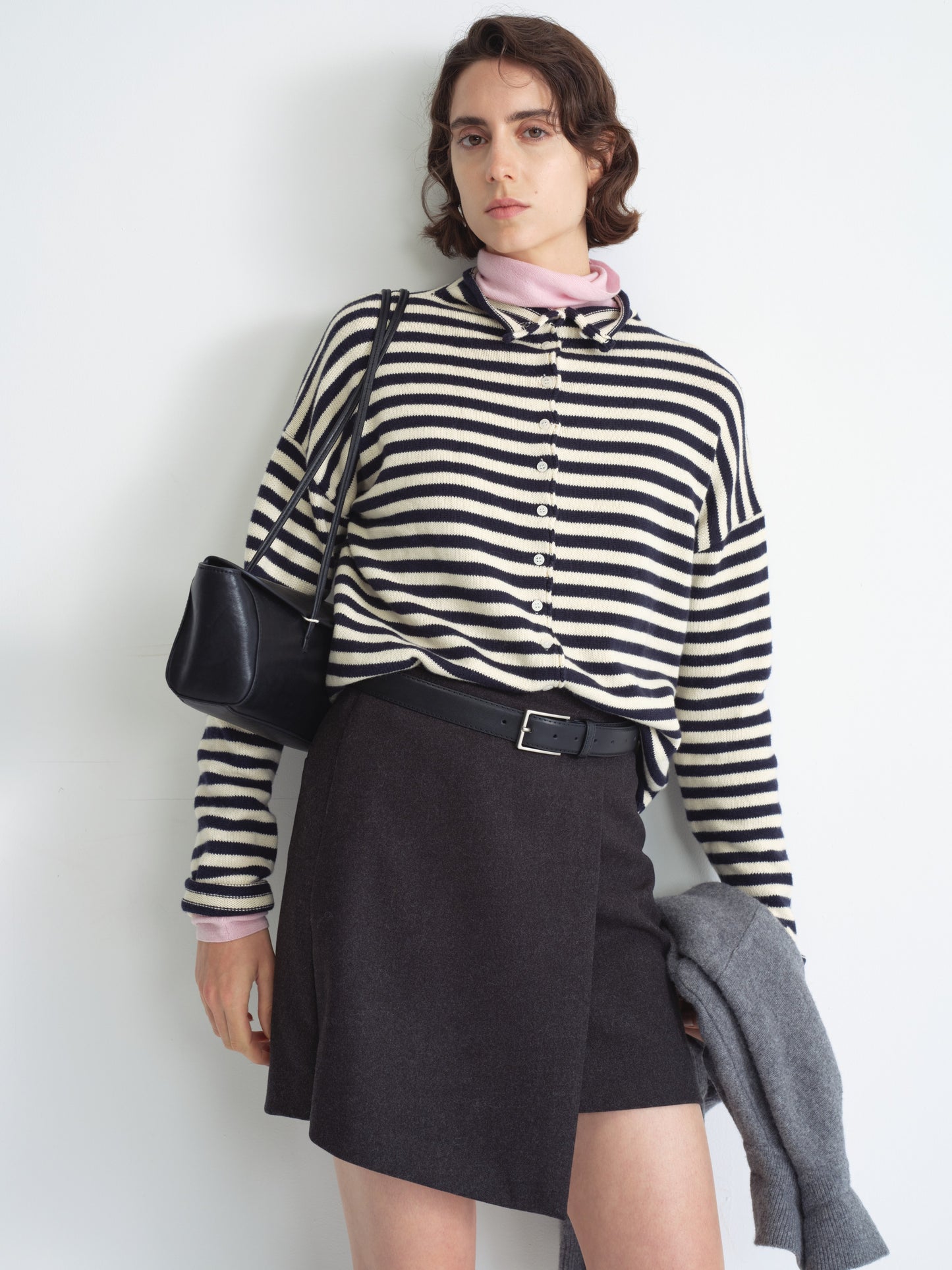 Cardigan a maglia a righe