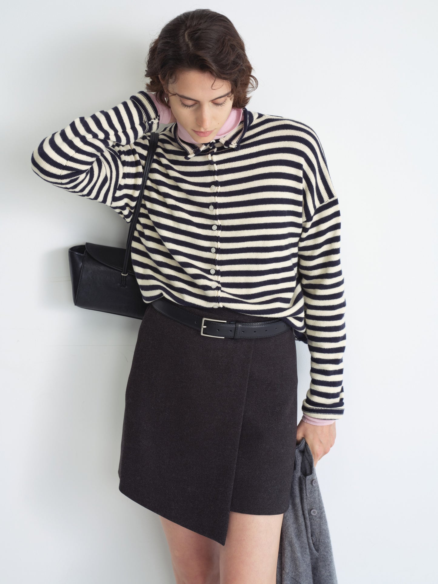 Cardigan a maglia a righe