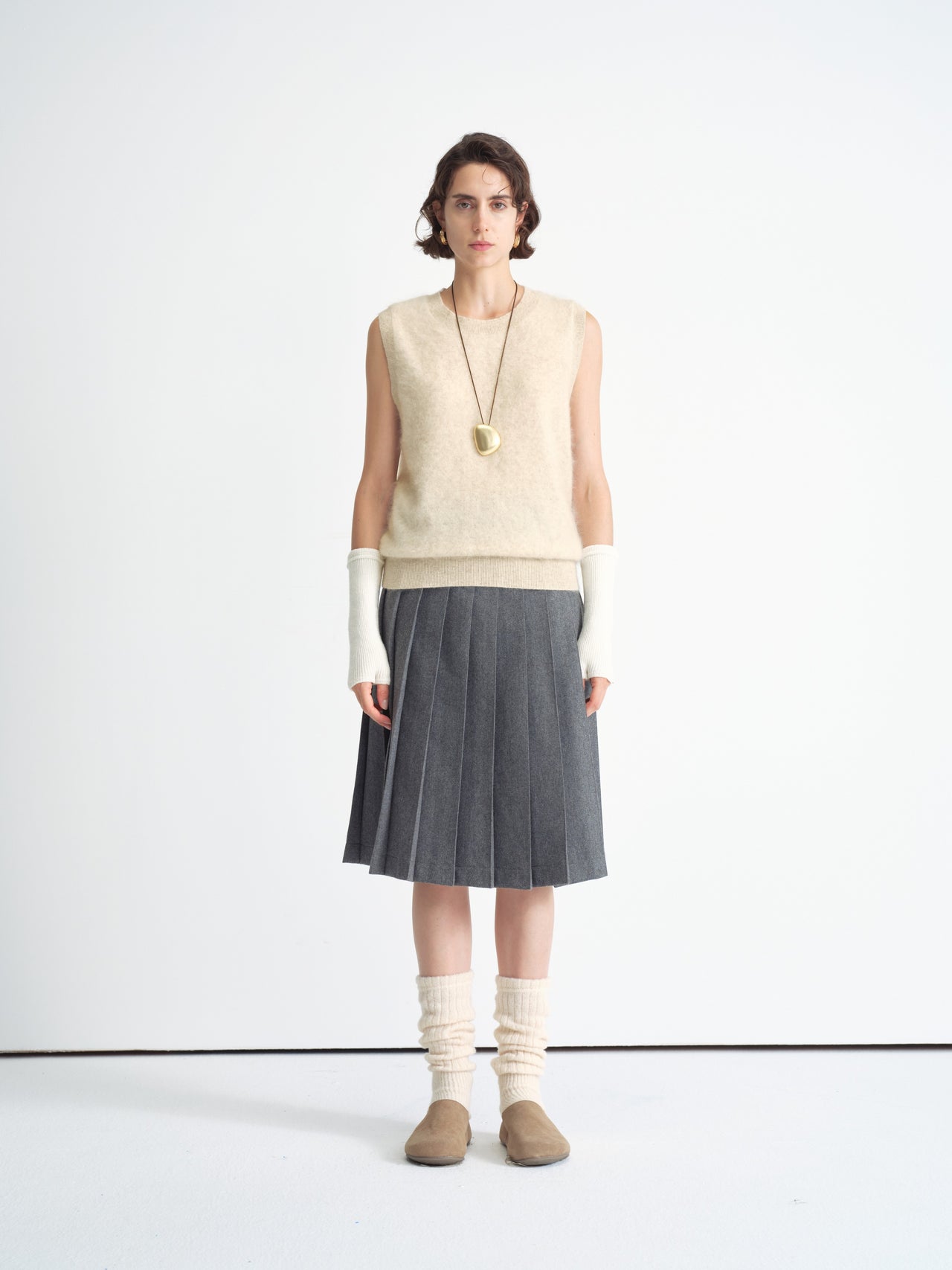 Structured Falda Midi Plisada