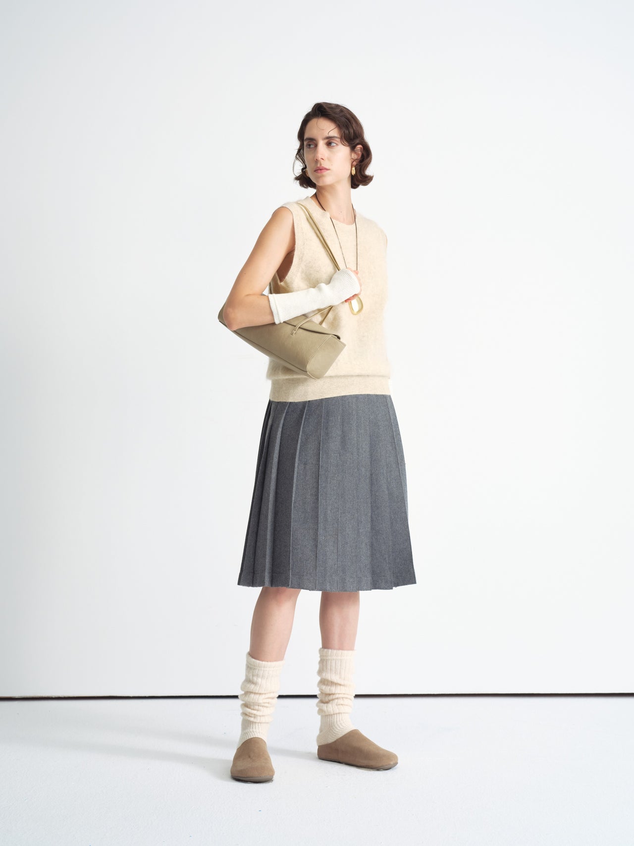 Structured Falda Midi Plisada