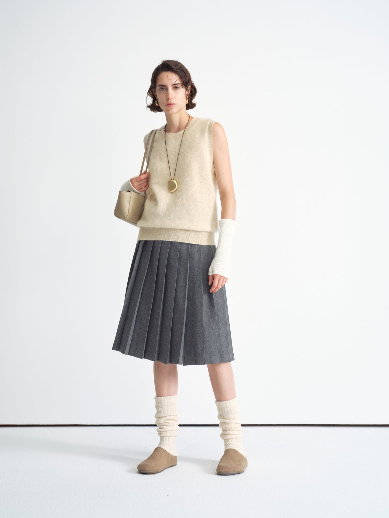 Structured Falda Midi Plisada