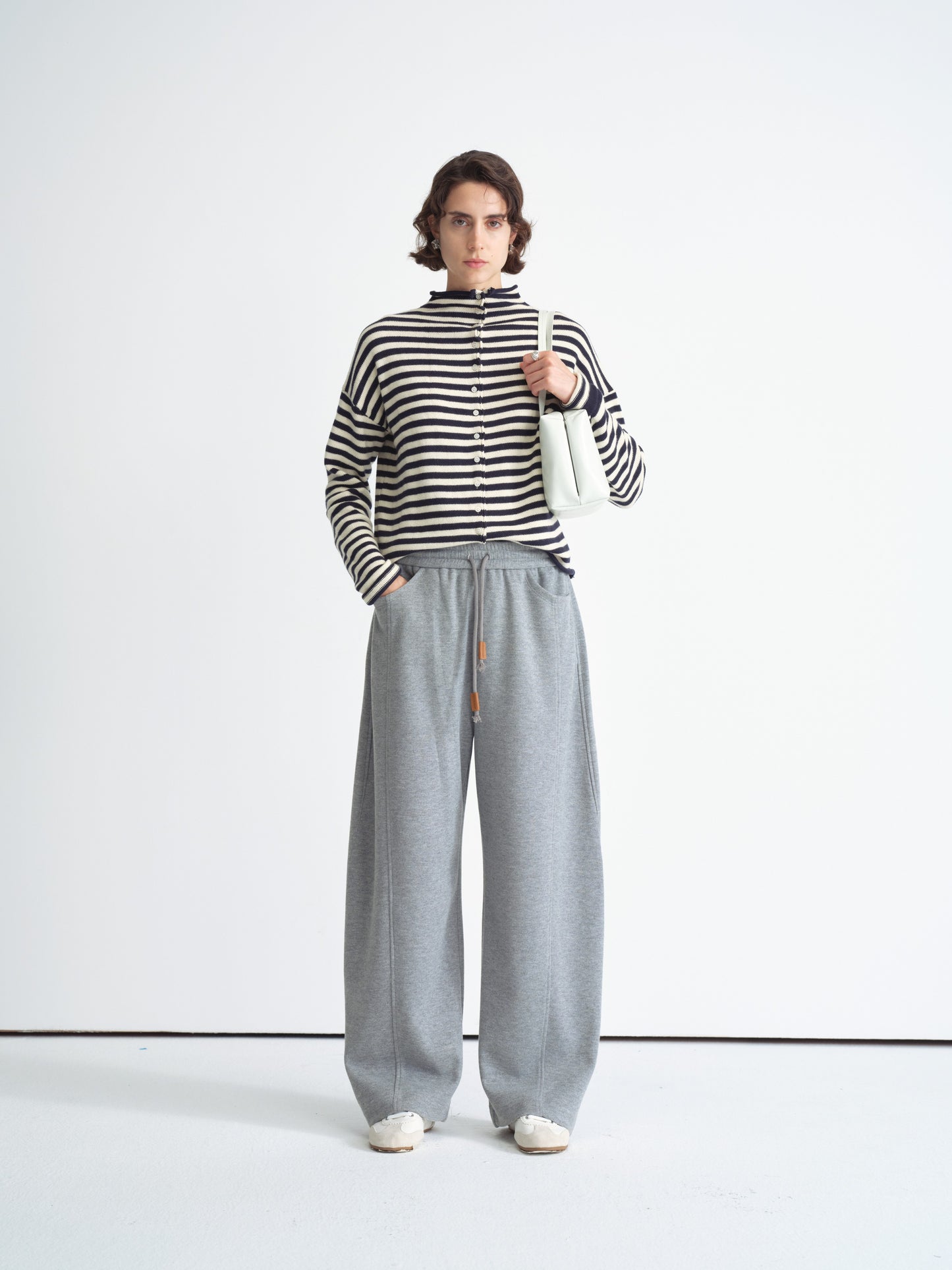Cardigan a maglia a righe