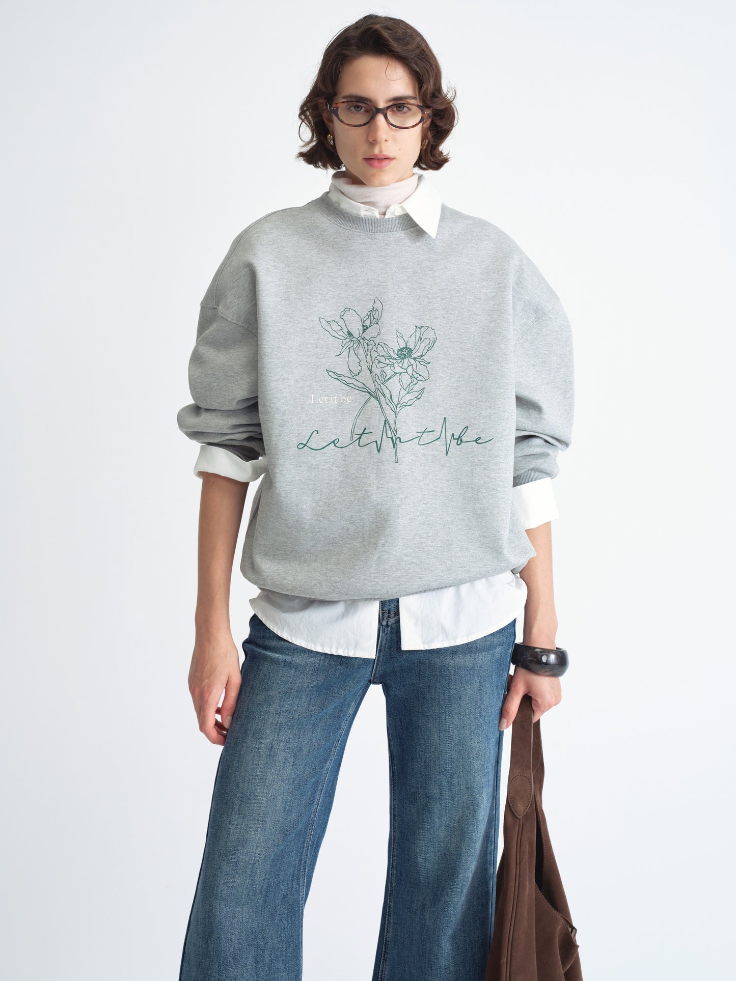 プリントクルーネックスウェットシャツ