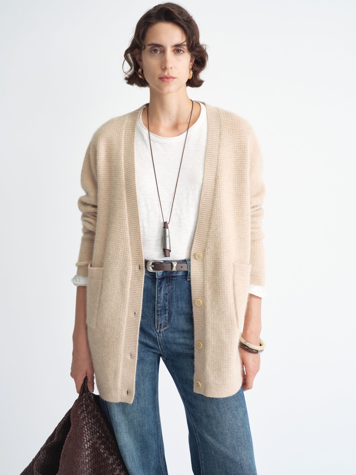 Cardigan relajado de mezcla de lana