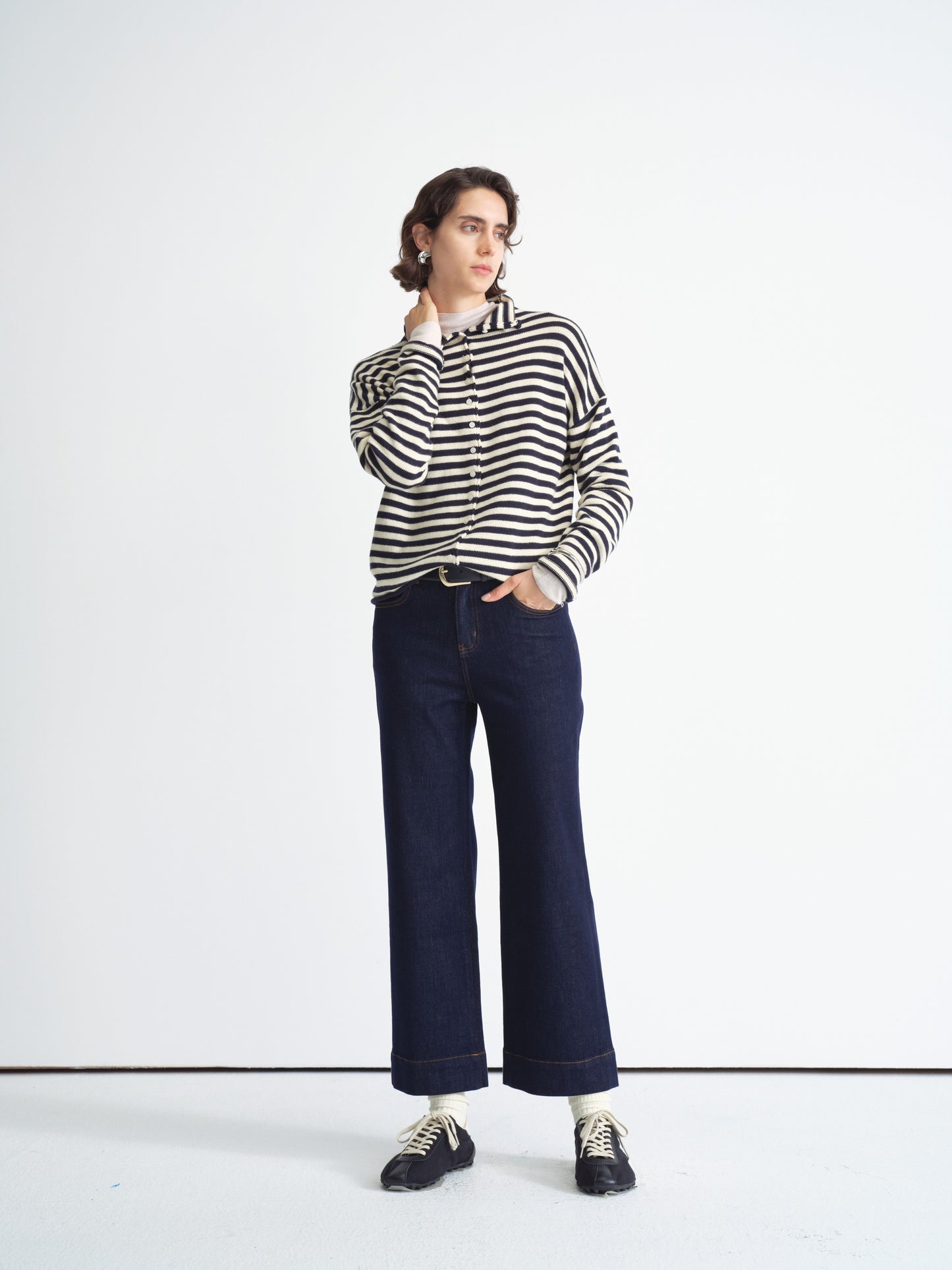 Cardigan a maglia a righe