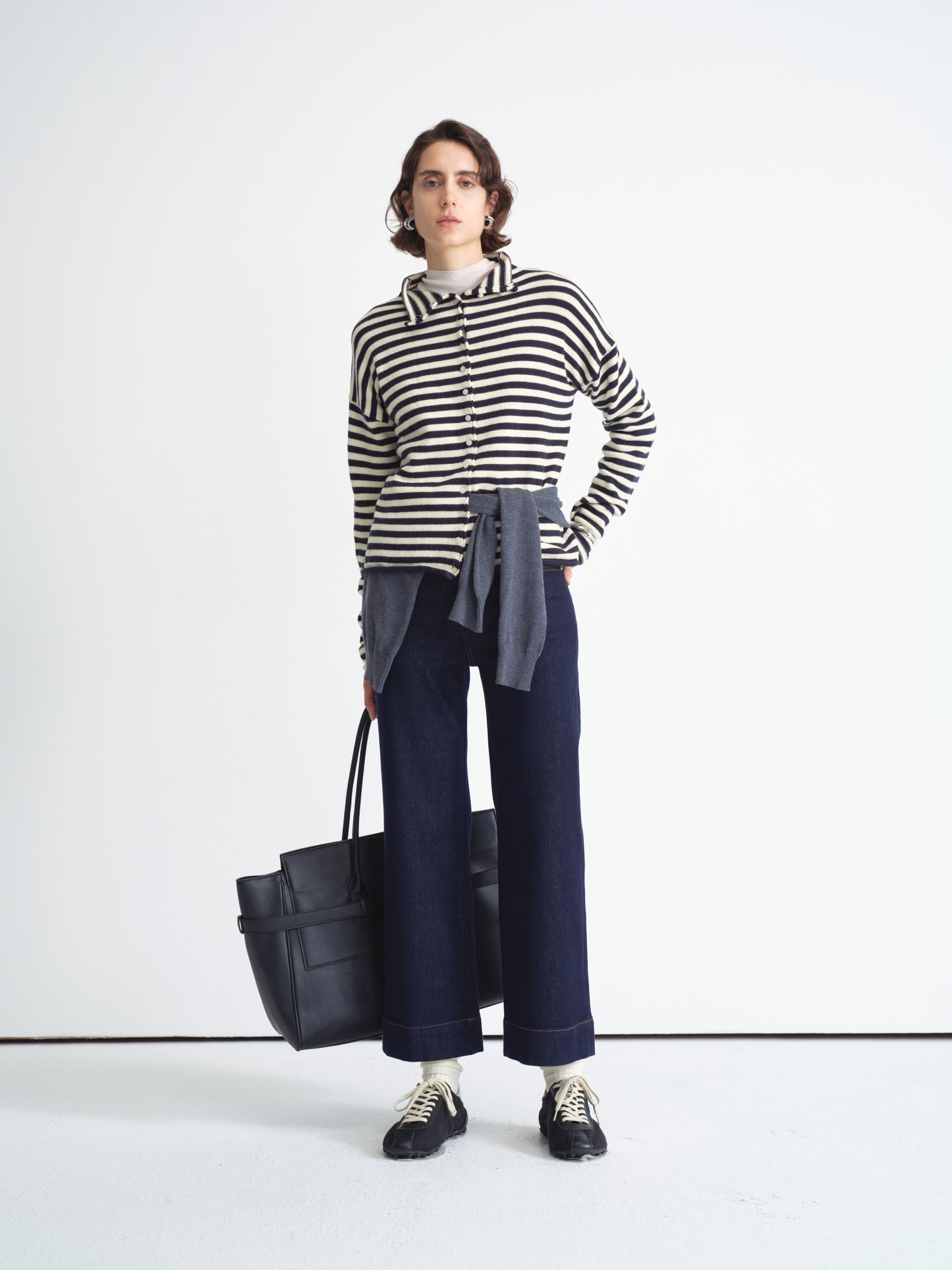Cardigan a maglia a righe