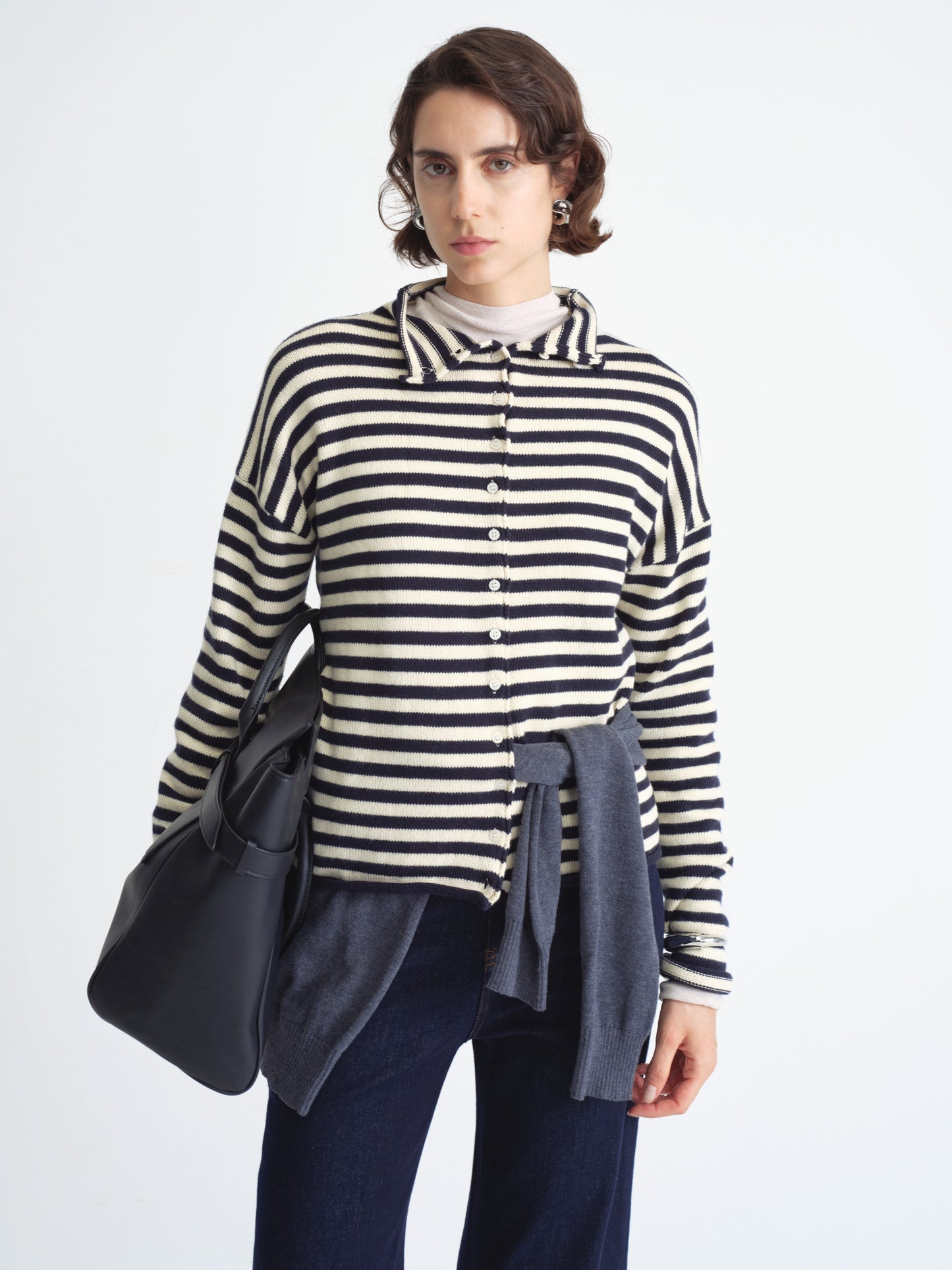Cardigan a maglia a righe