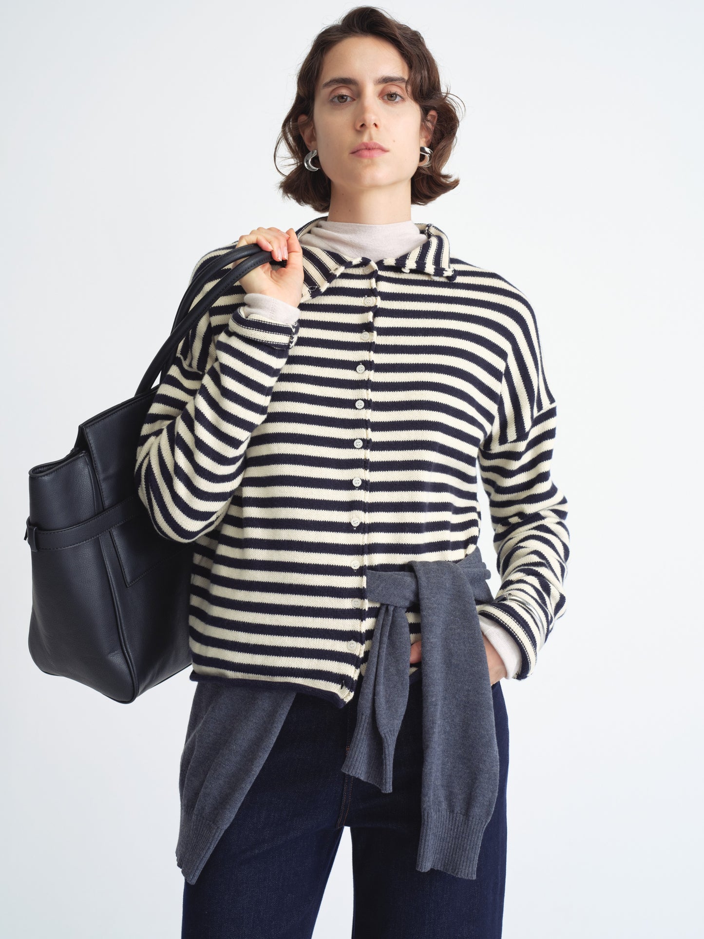 Cardigan a maglia a righe