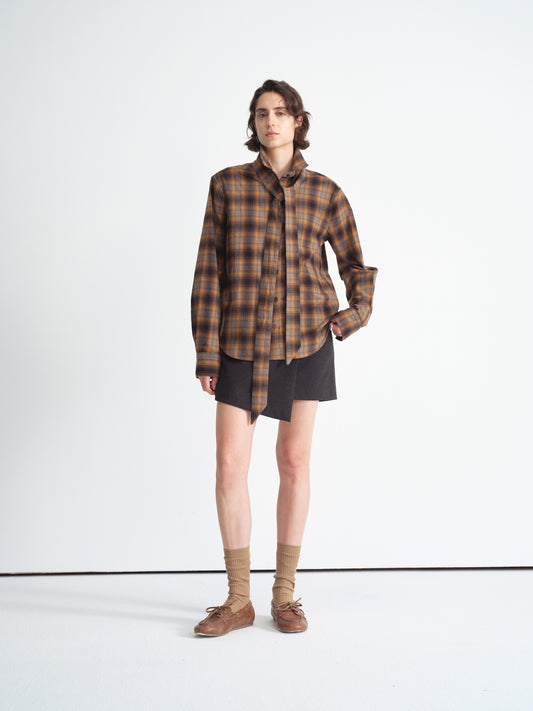 Detachable Bow Check Shirt