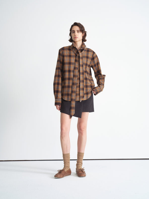 Detachable Bow Check Shirt