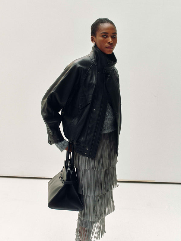 High-Neck New Zealand Leather Jacket