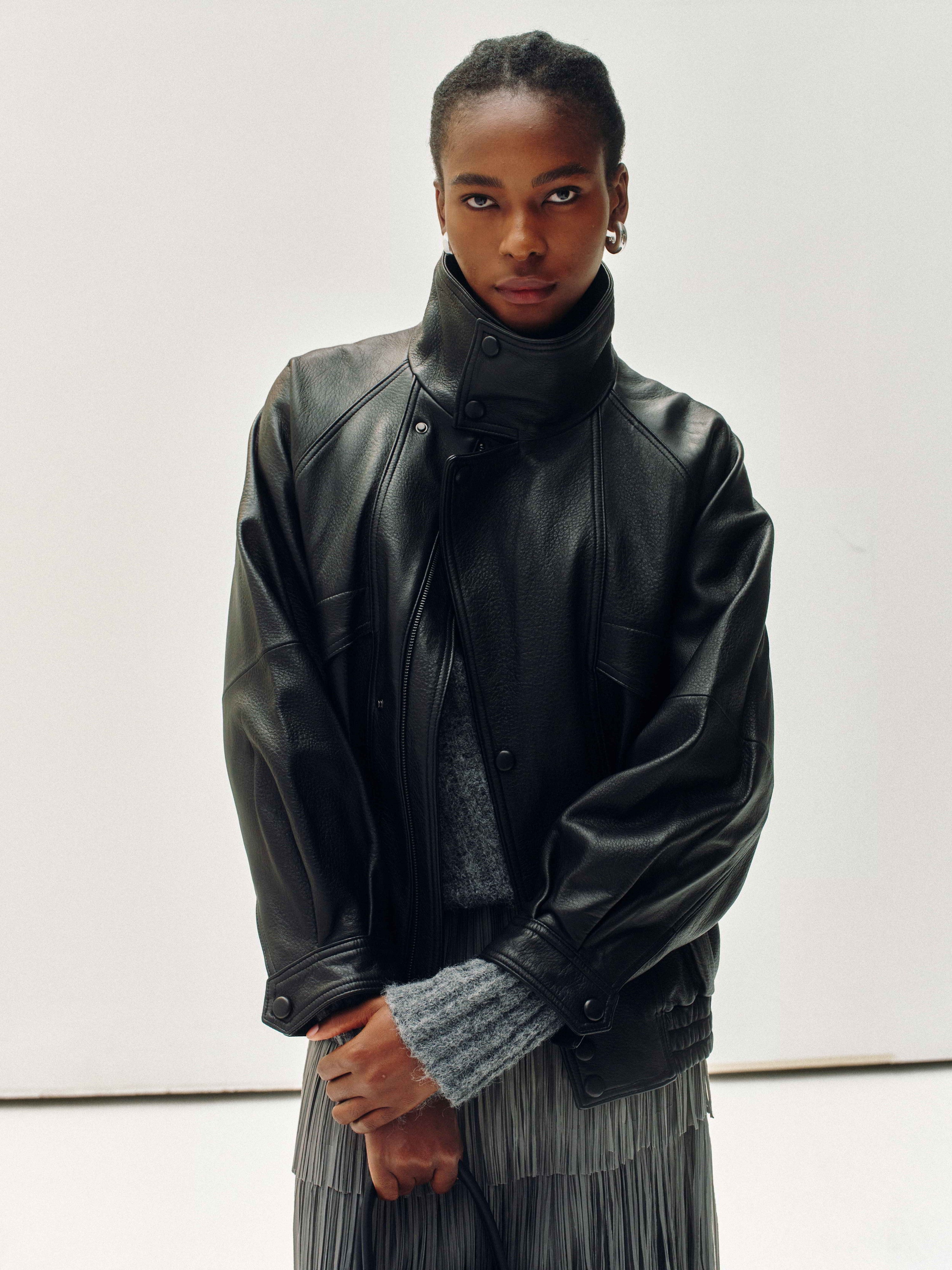 High-Neck New Zealand Leather Jacket – Pre Preworks