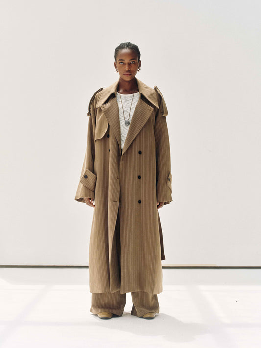 Drift Pinstripe Trench Coat