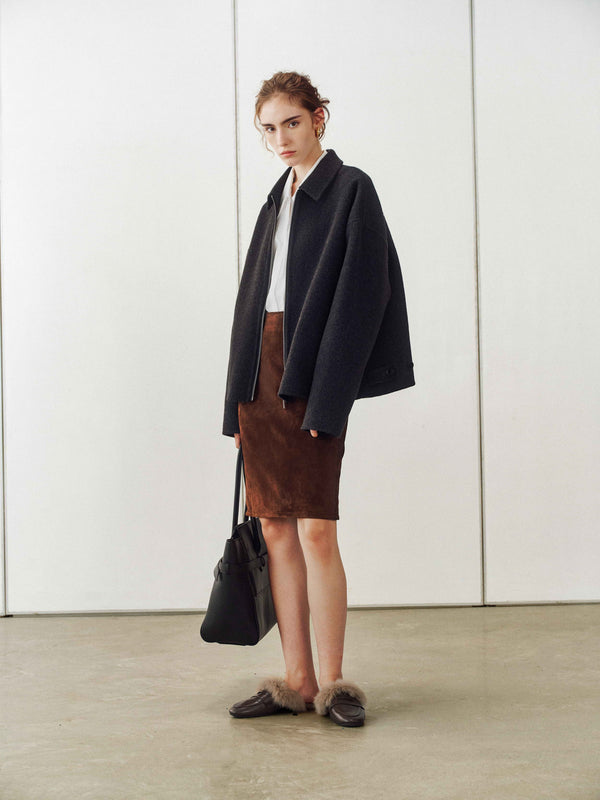 Minimalist Zip Wool Jacket