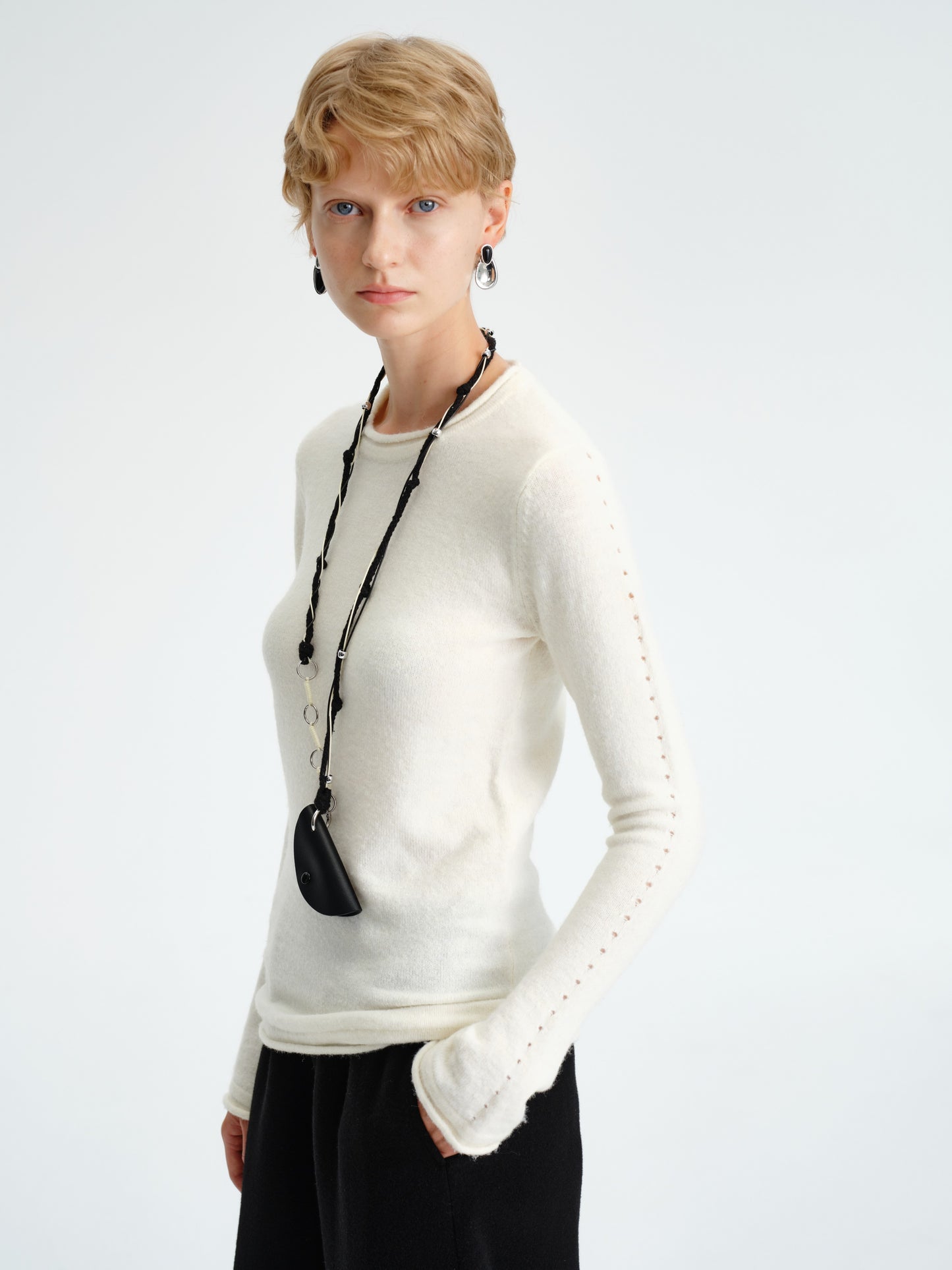 Textured Flare-Sleeve Knit Top