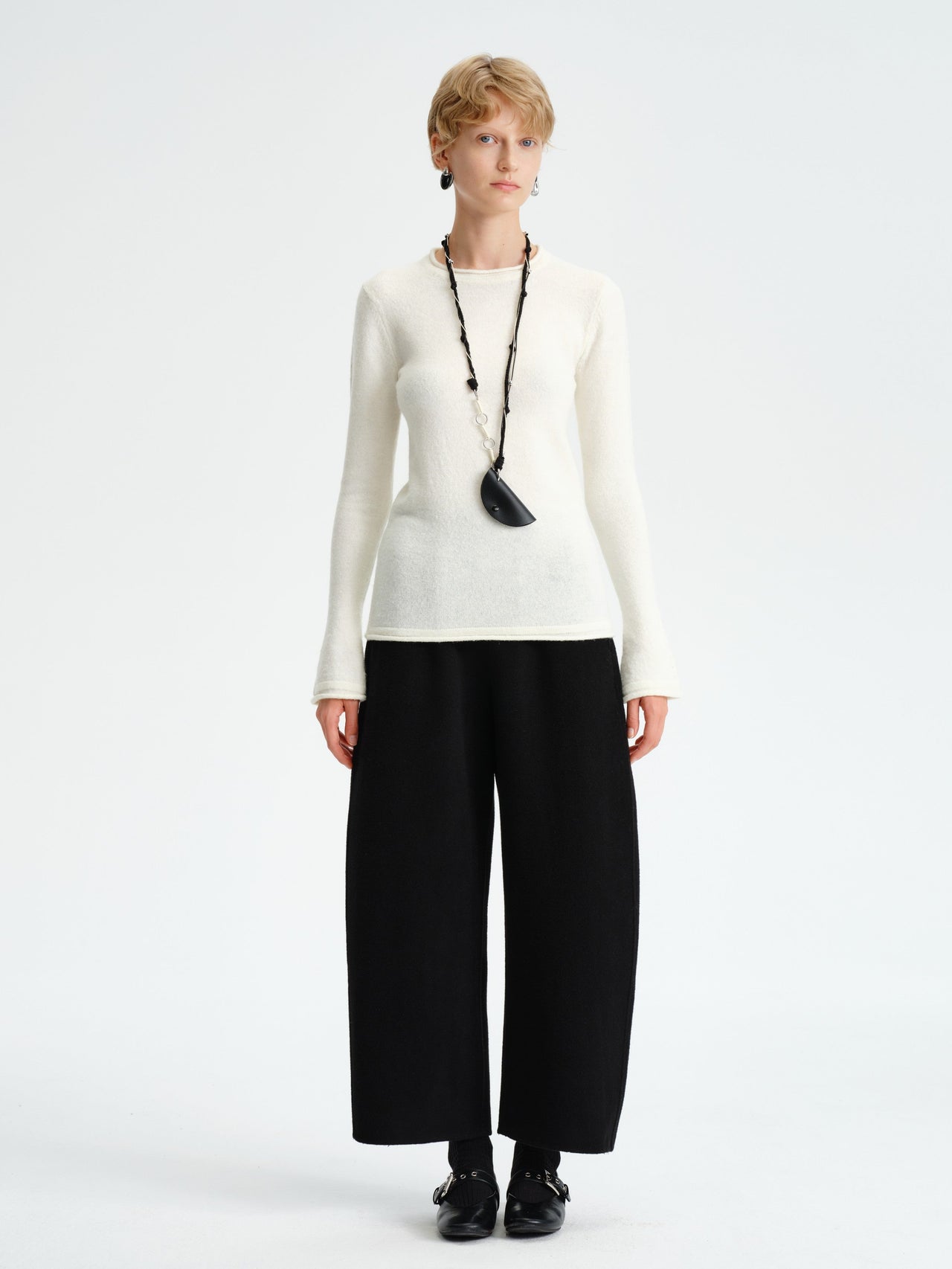 Textured Flare-Sleeve Knit Top