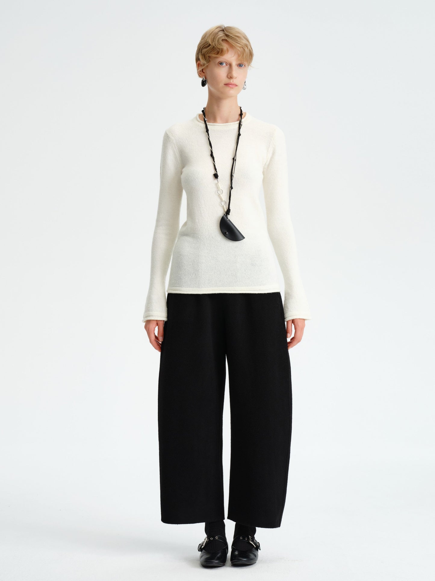 Textured Flare-Sleeve Knit Top