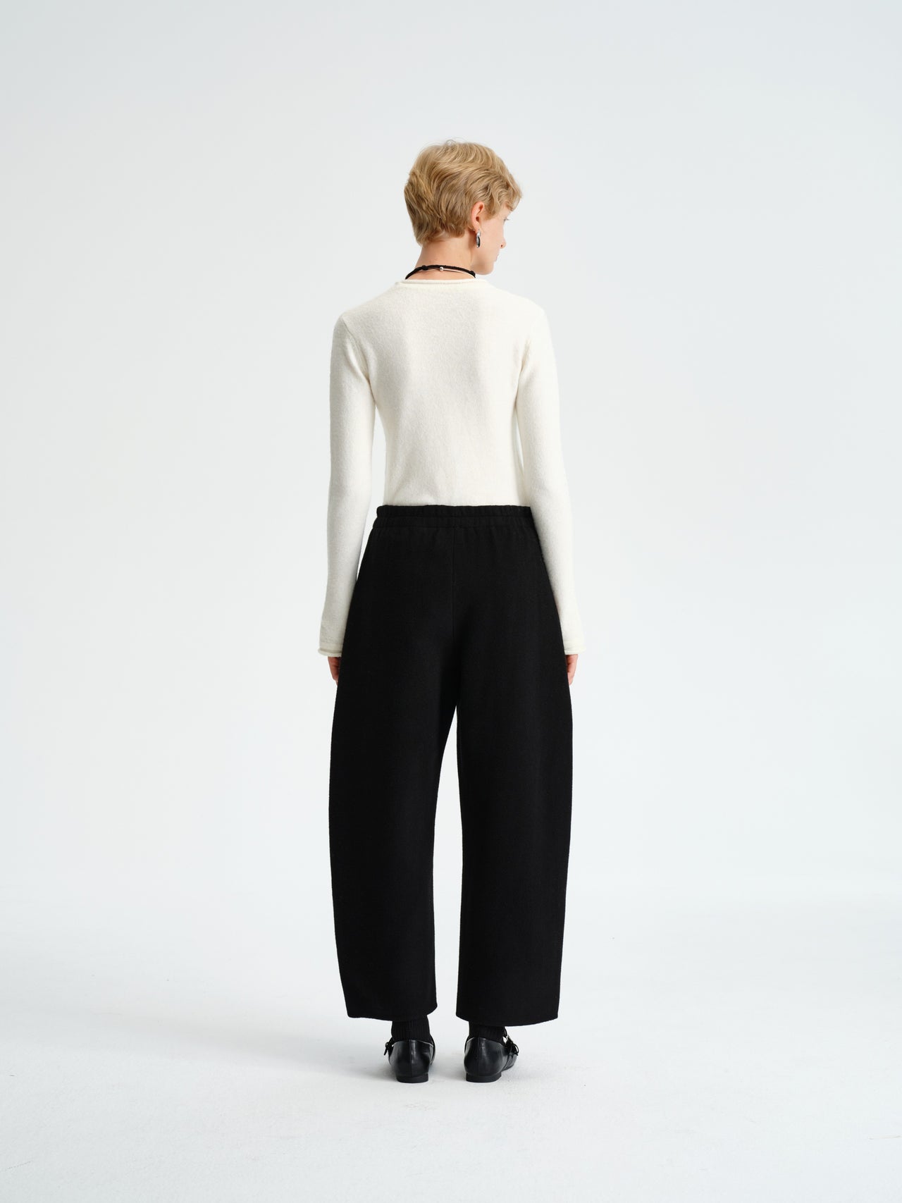 Textured Flare-Sleeve Knit Top