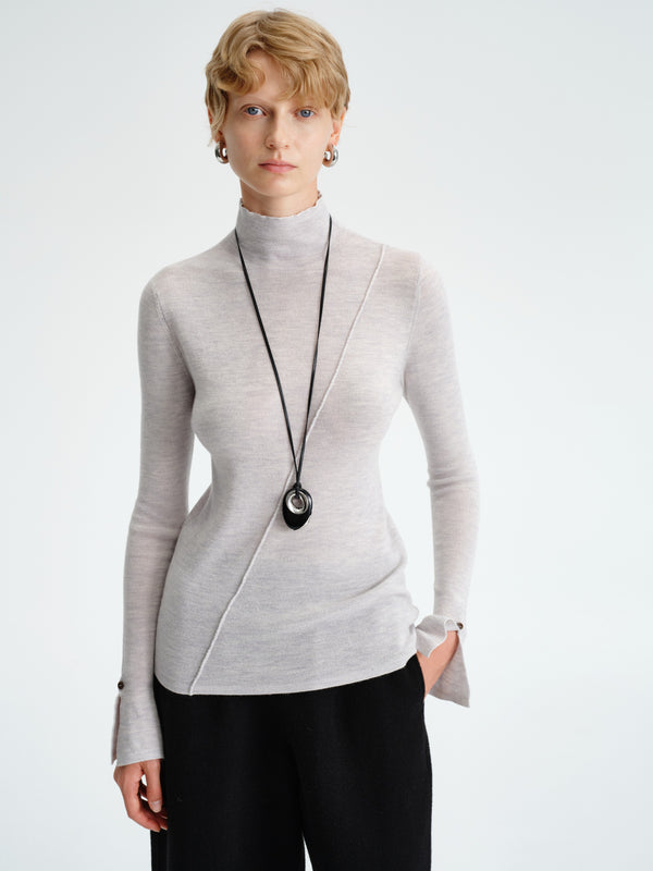 Asymmetric Wool Turtleneck