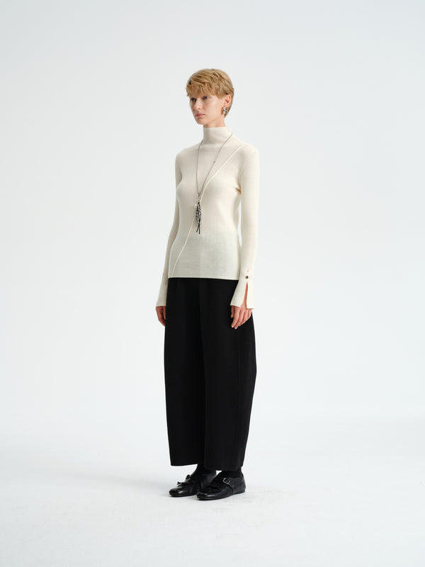 Asymmetric Wool Turtleneck