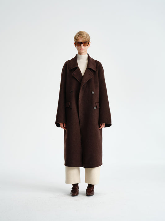Double-Faced Wool–Camel Cape Coat