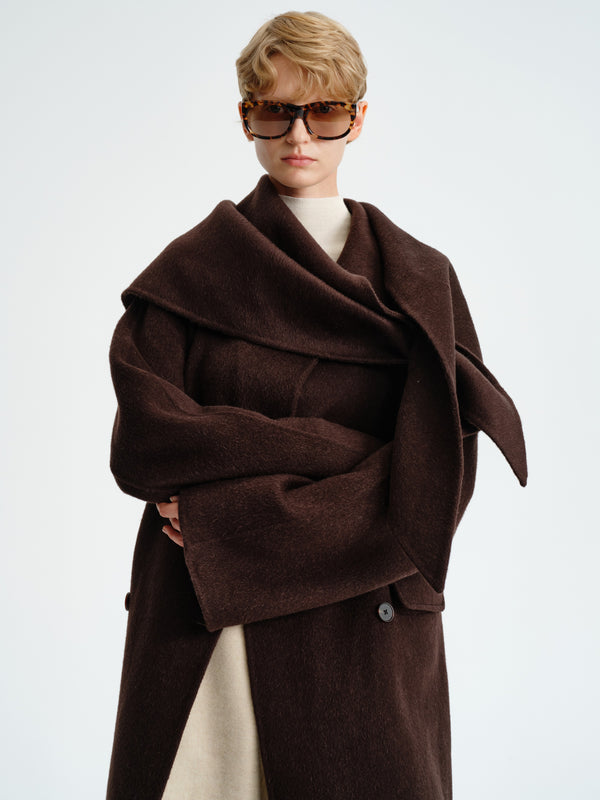 Double-Faced Wool–Camel Cape Coat