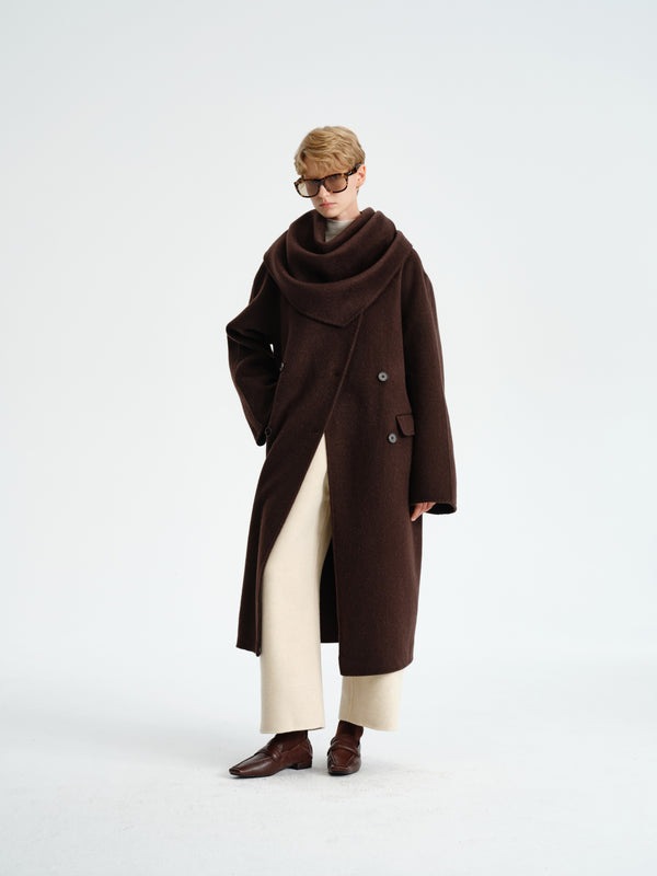 Double-Faced Wool–Camel Cape Coat