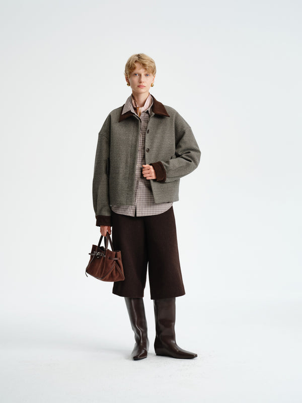 Houndstooth Short Down Jacket