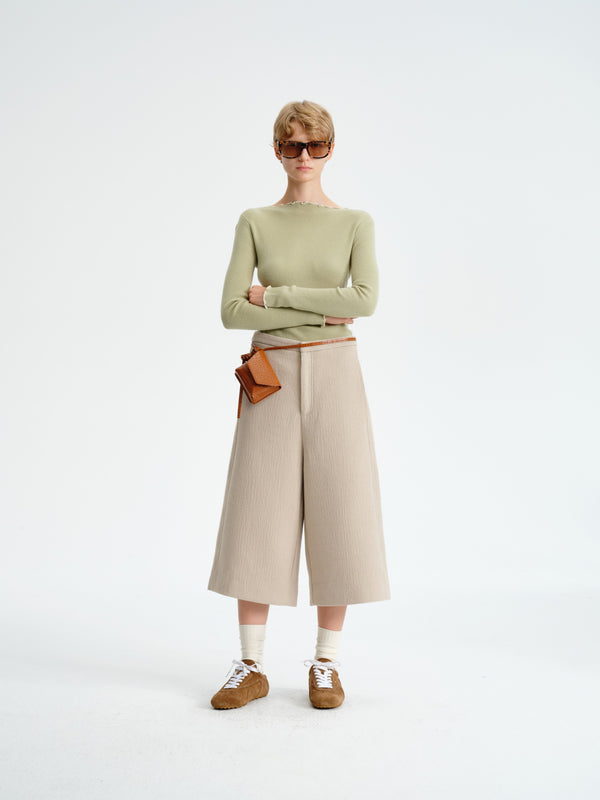Structured Wool-Blend Cropped Trousers