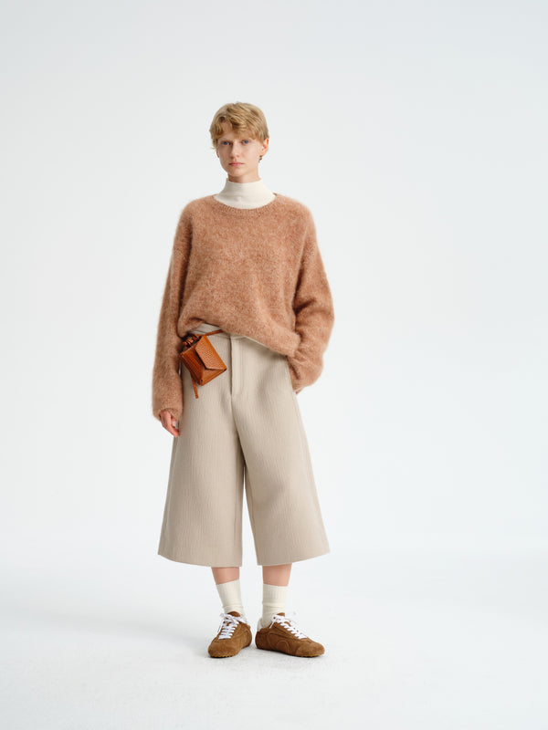 Structured Wool-Blend Cropped Trousers
