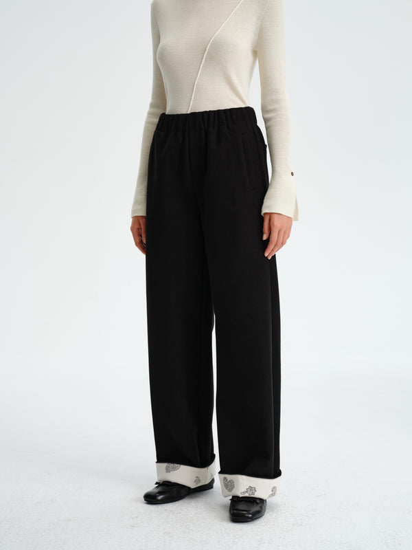 Paisley Wool-Blend Pants