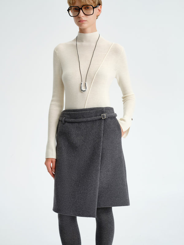 Asymmetric Wool Turtleneck