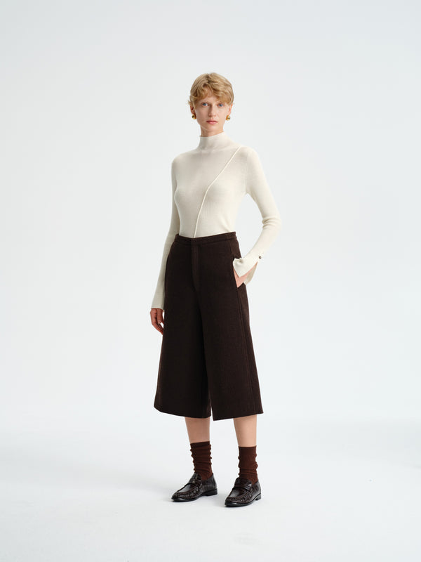 Asymmetric Wool Turtleneck