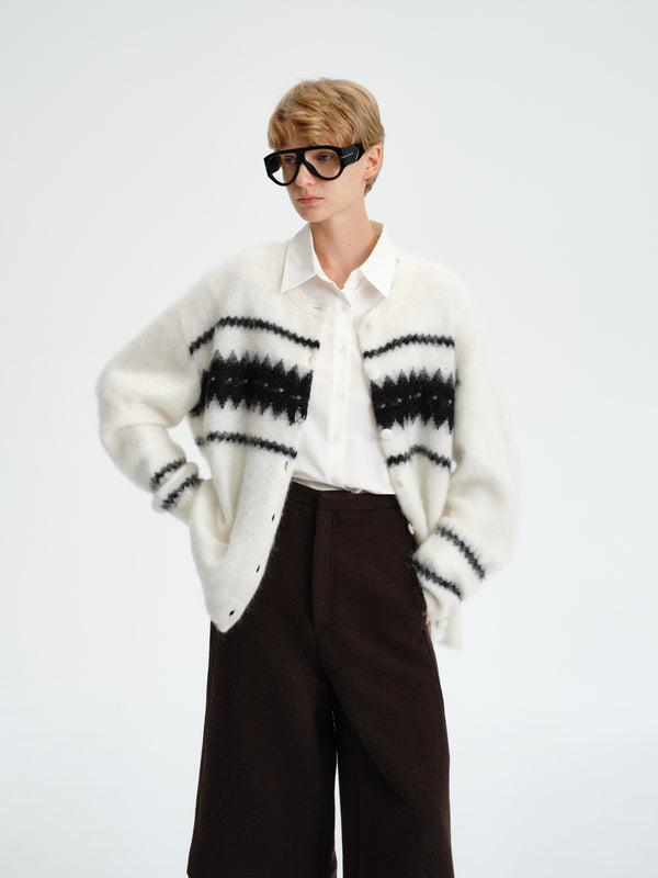 Fair Isle Mohair Wool Cardigan