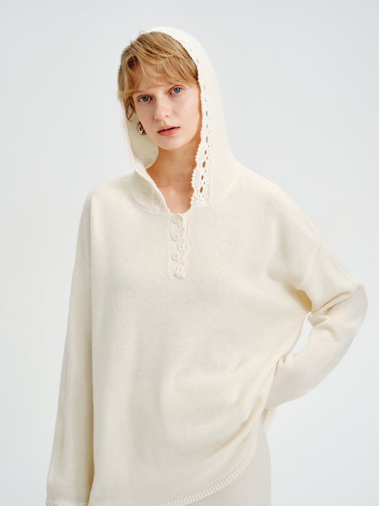 Halo Hand-Crochet Wool Hoodie
