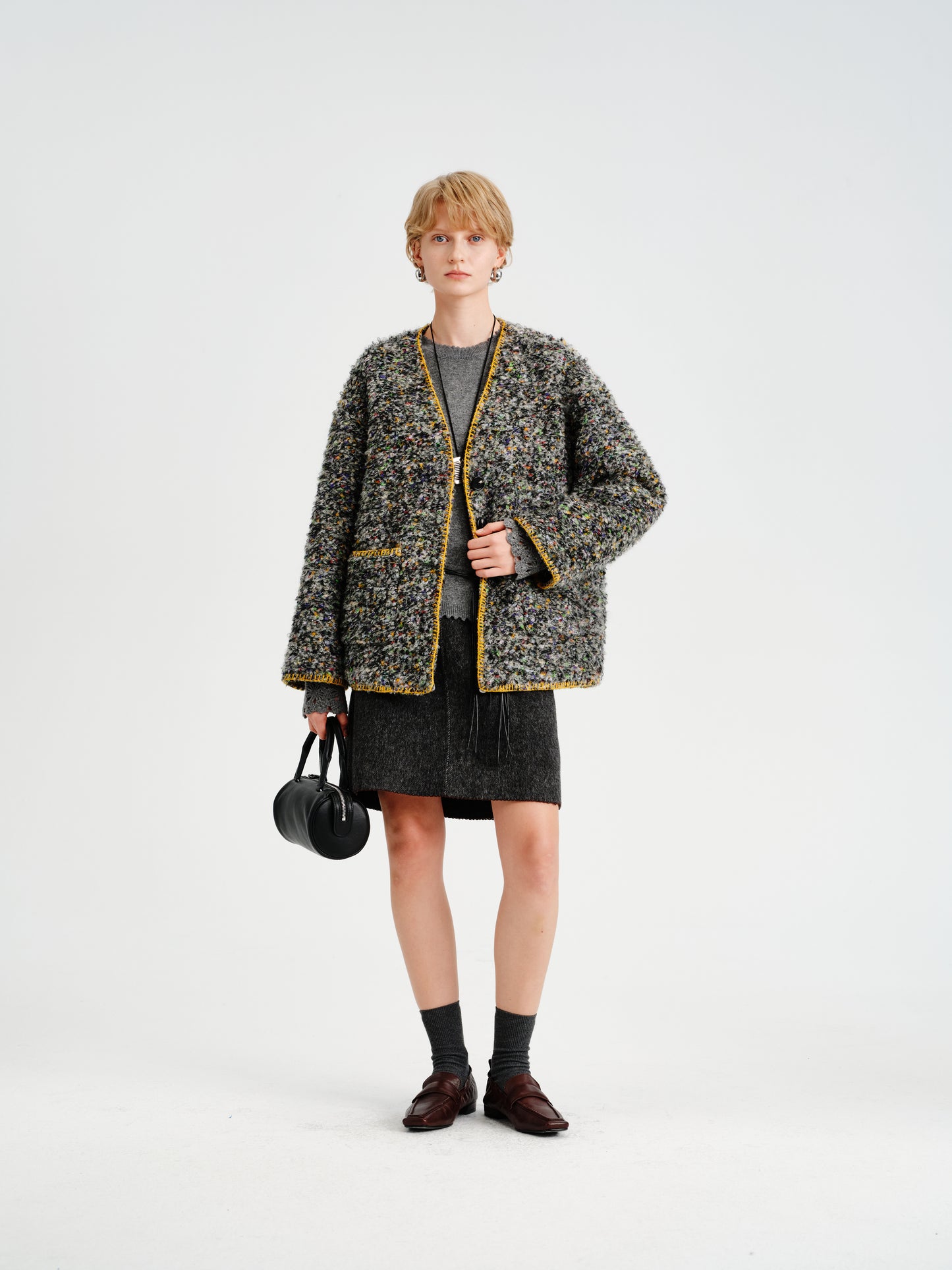 Mosaic Tweed Down Jacket