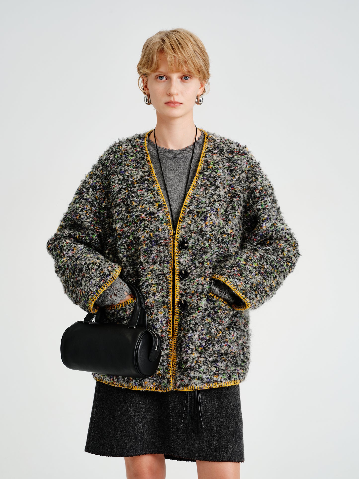 Mosaic Tweed Down Jacket