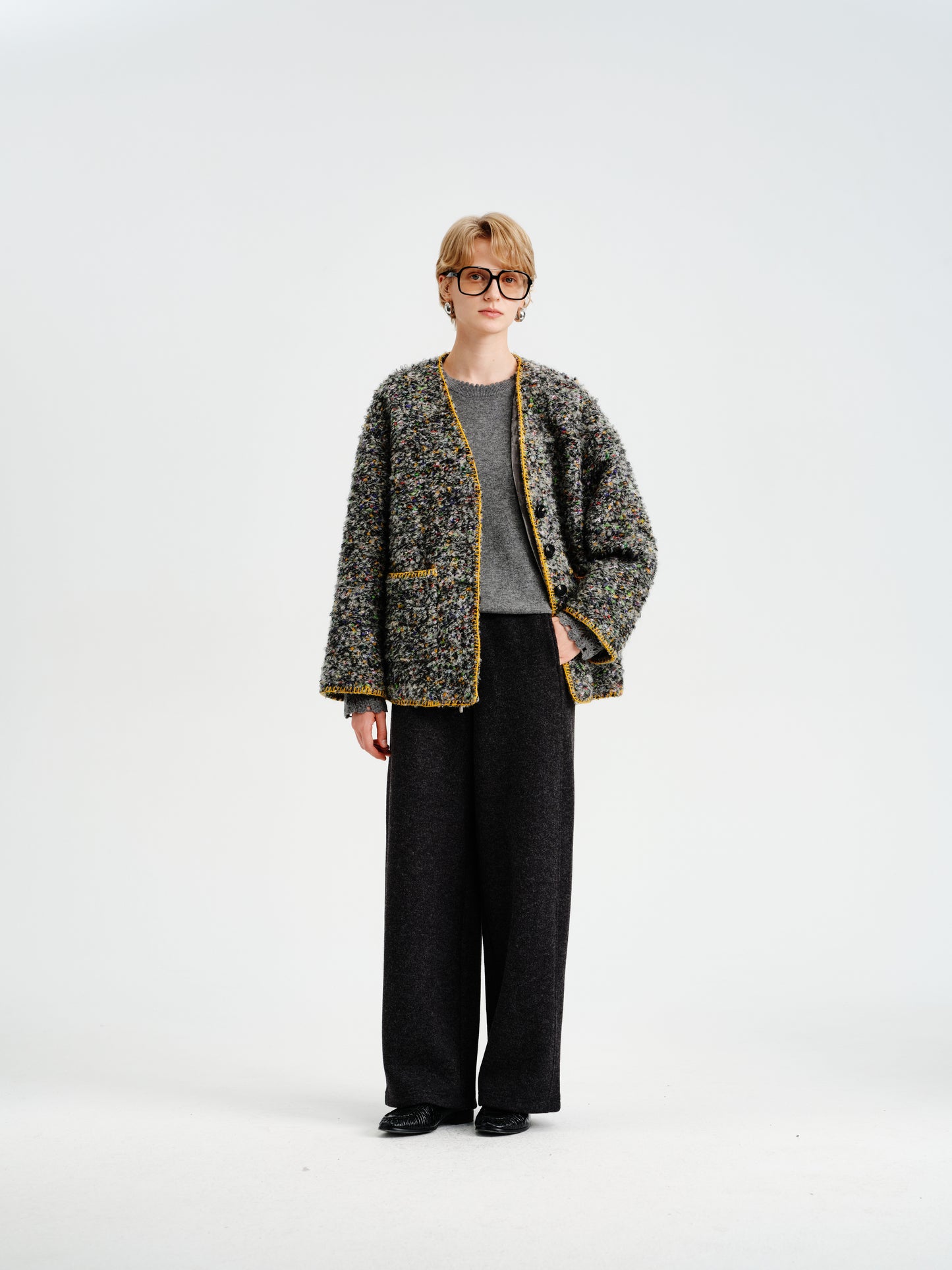 Mosaic Tweed Down Jacket