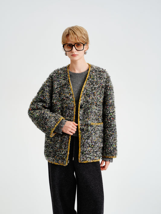 Mosaic Tweed Down Jacket