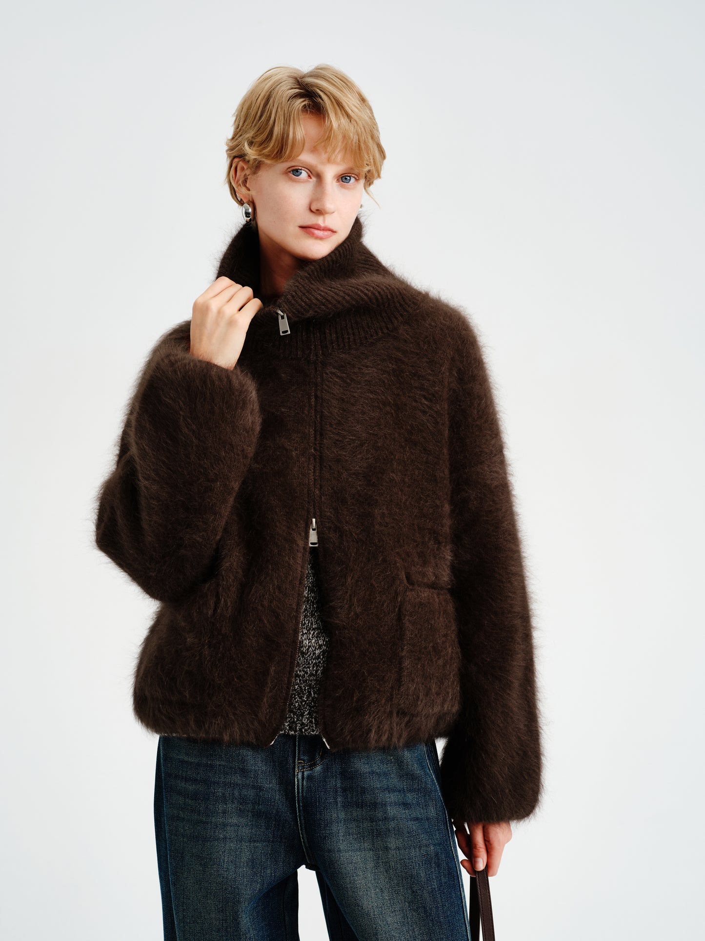 Hush Rabbit-Wool Zip Jacket