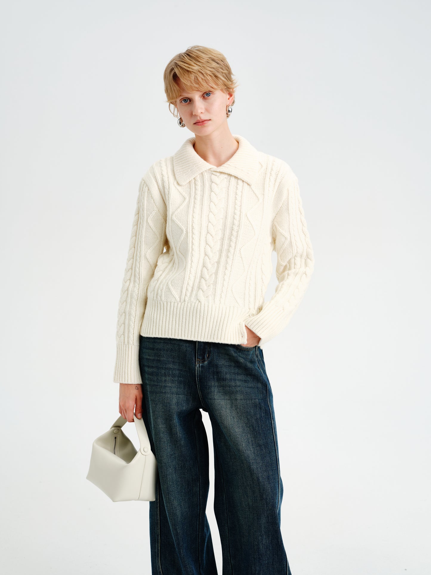 Loam Raccoon-Wool Cable Sweater