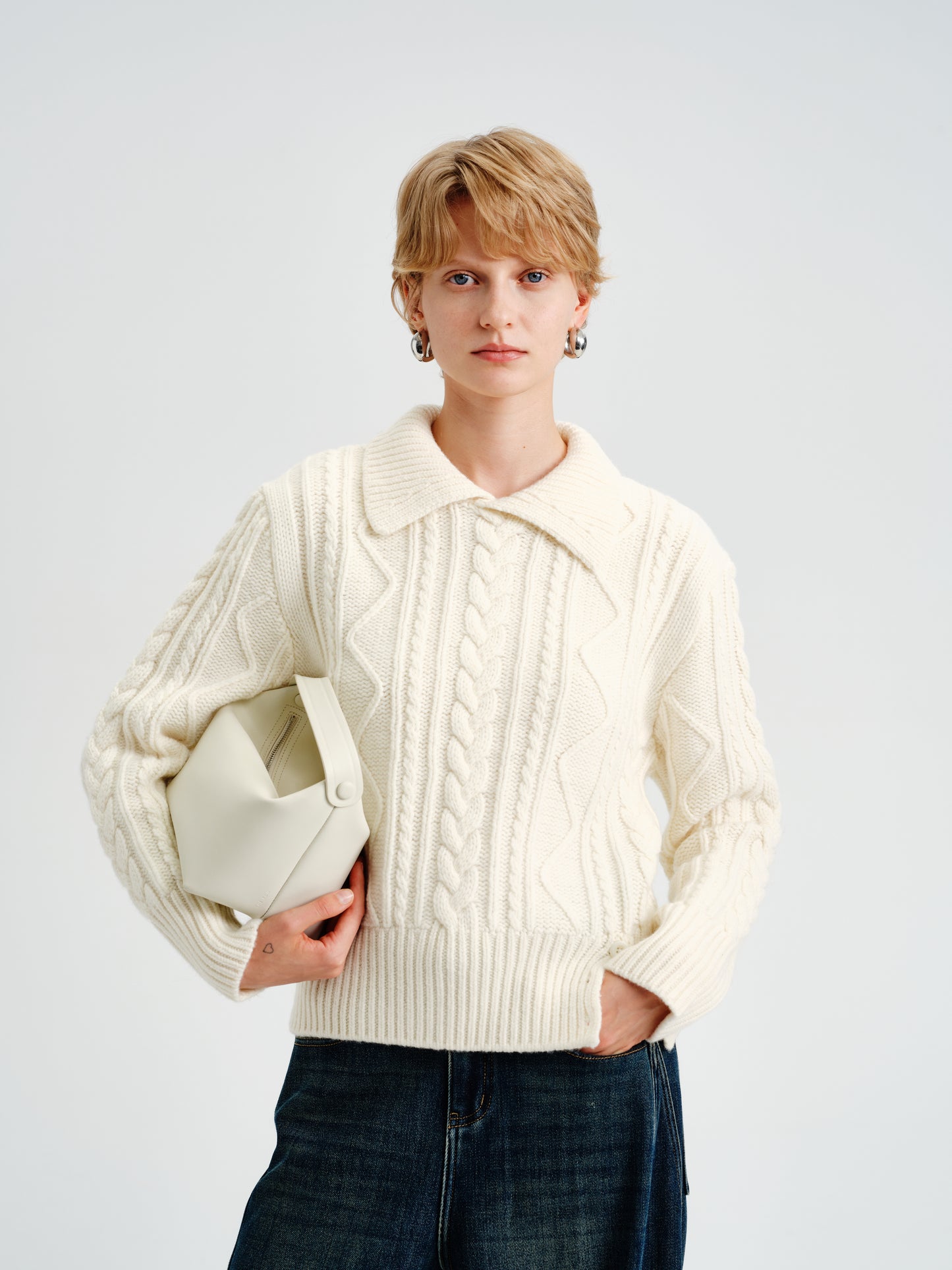 Loam Raccoon-Wool Cable Sweater