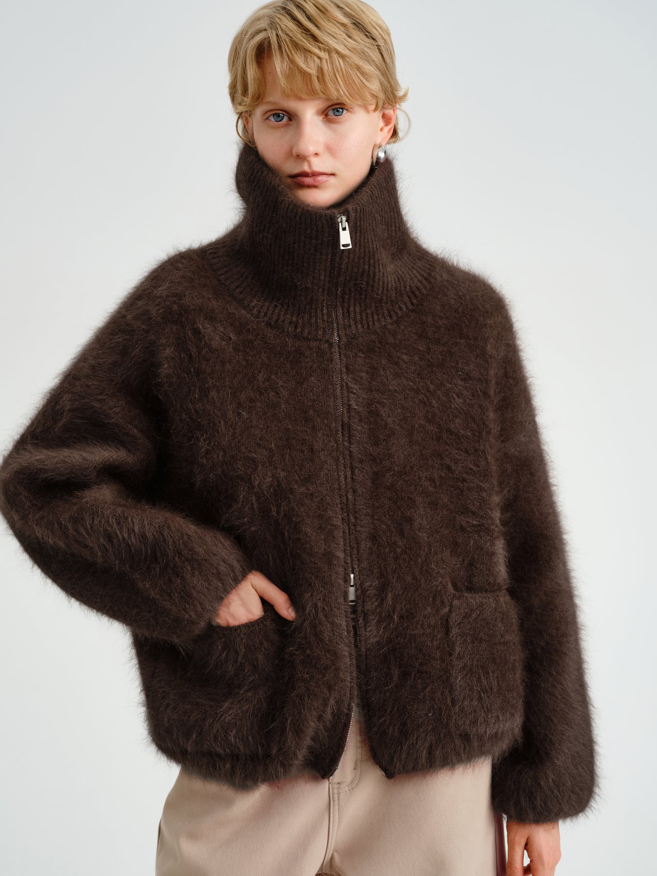 Hush Rabbit-Wool Zip Jacket