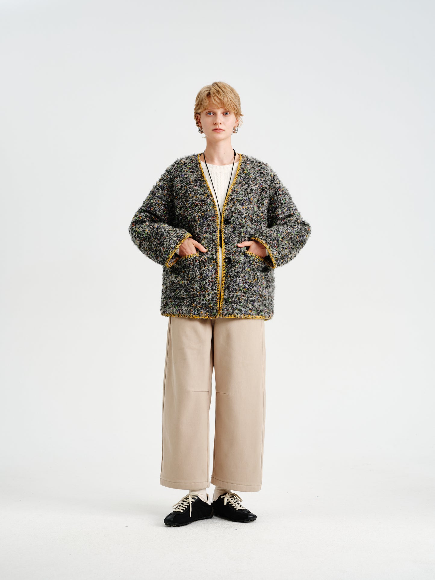 Mosaic Tweed Down Jacket
