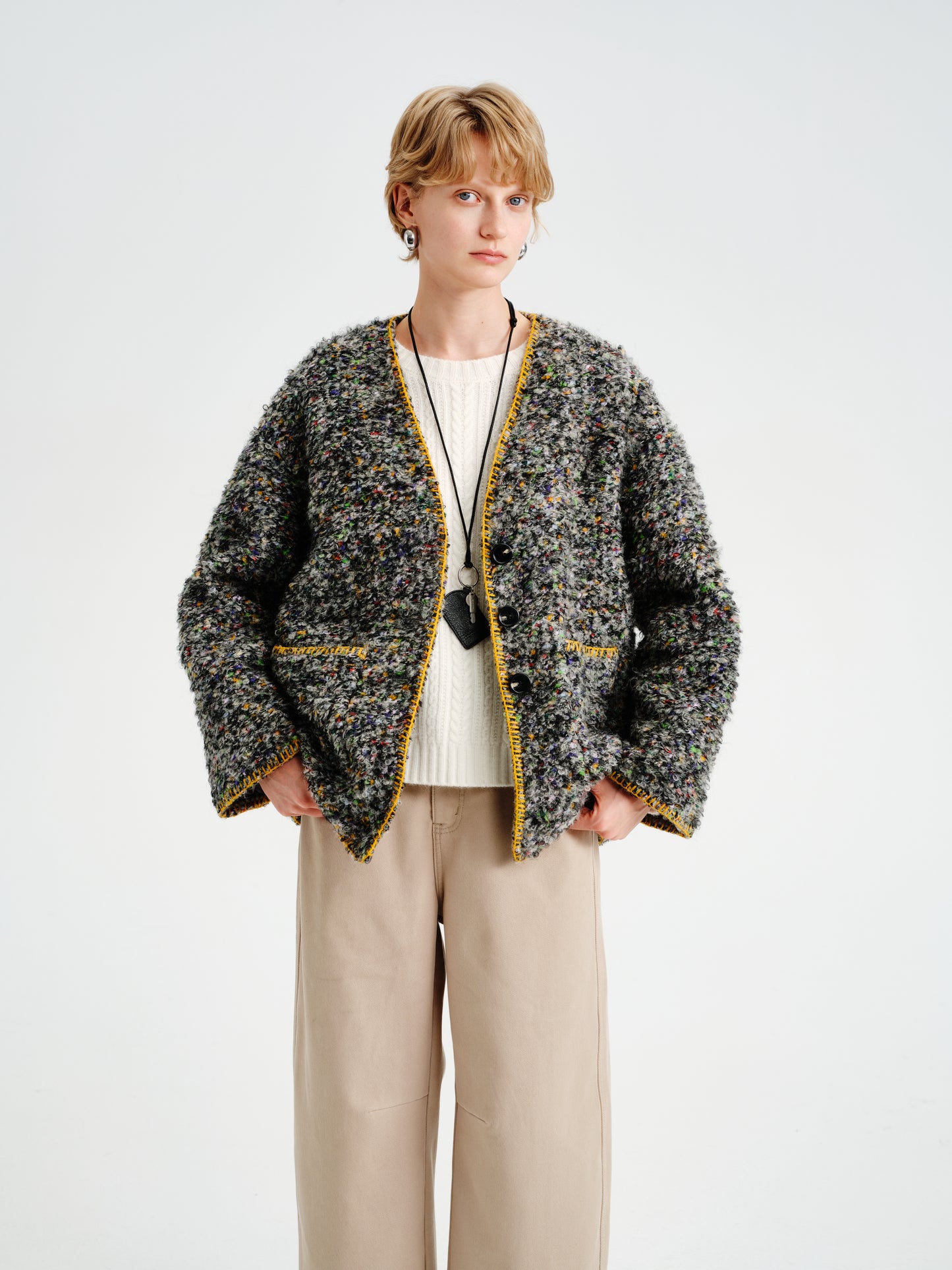 Mosaic Tweed Down Jacket