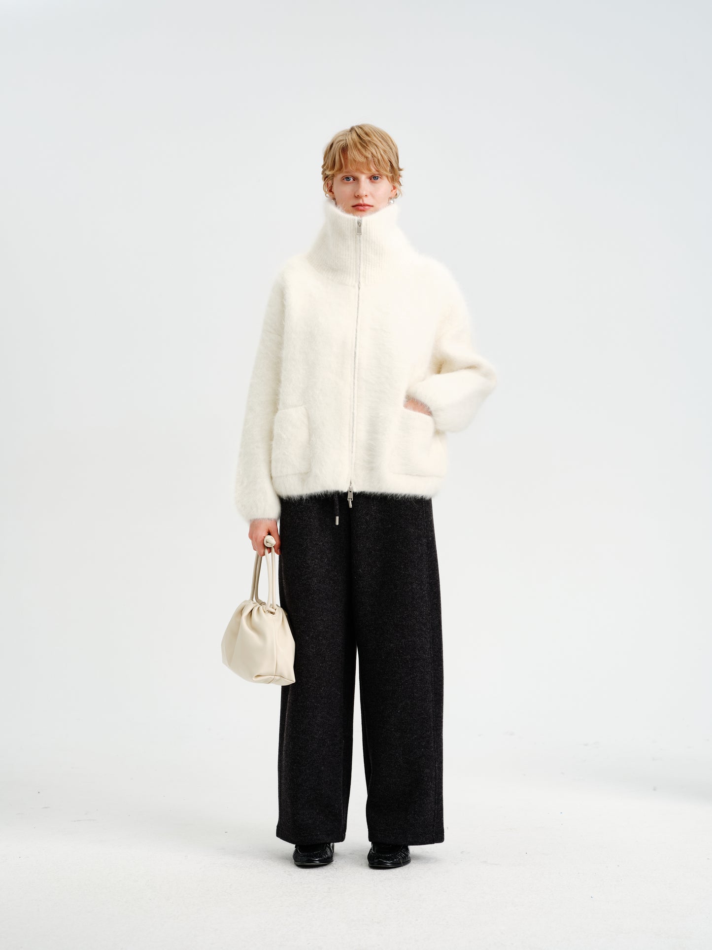 Hush Rabbit-Wool Zip Jacket
